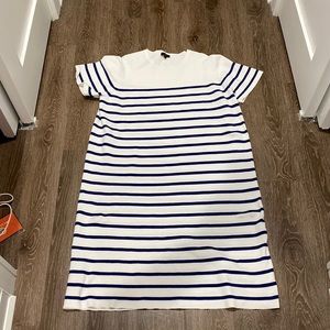 J Crew white with blue stripe maxi dress